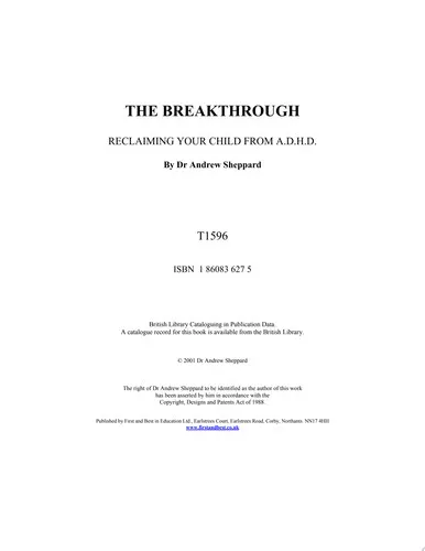 Breakthrough Reclaiming Your Child from Adhd