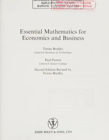 Essential Mathematics for Economics and Business